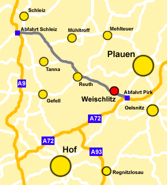 Anfahrtskizze nach Weischlitz